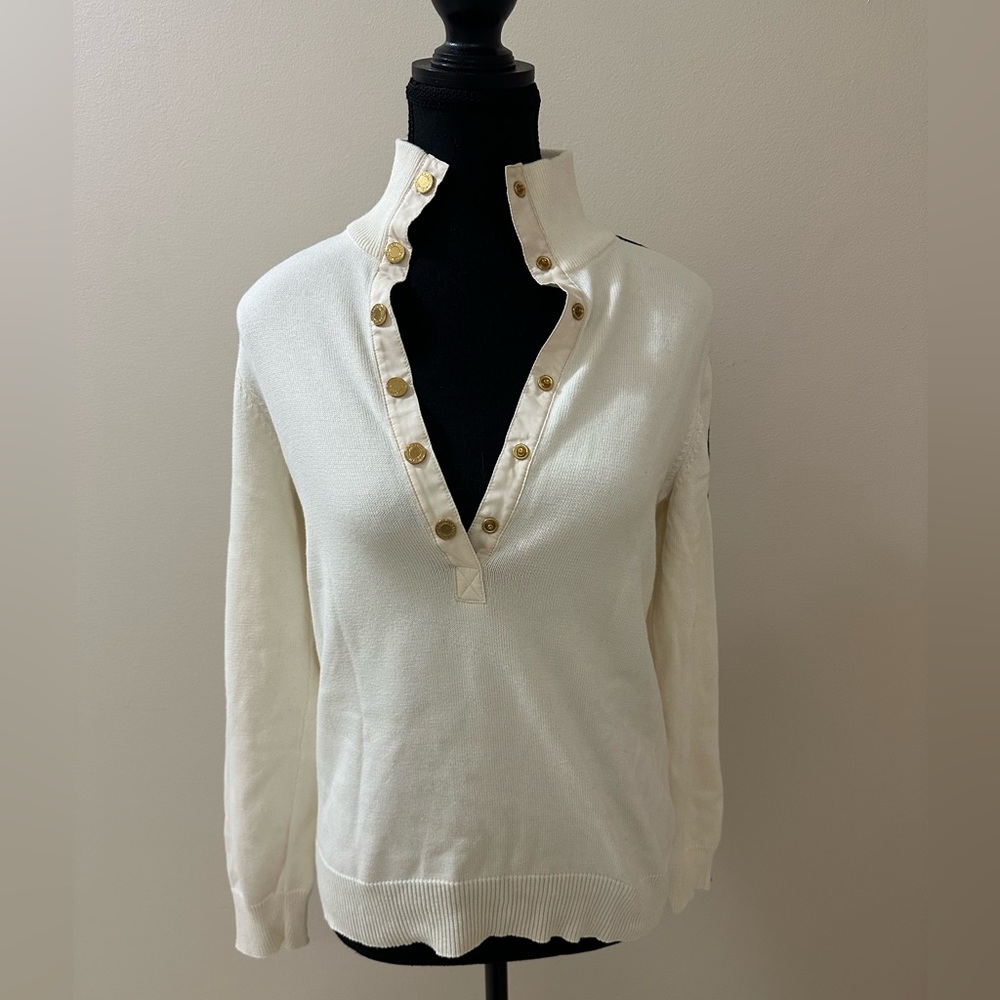 Ralph Lauren Cream Sweater with Gold Buttons